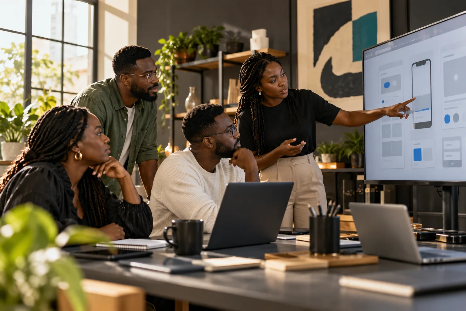 Illustrative product team collaborating on a digital experience
