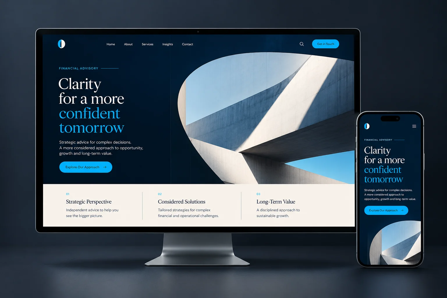 Corporate Finance: Website Concept original interface mockup