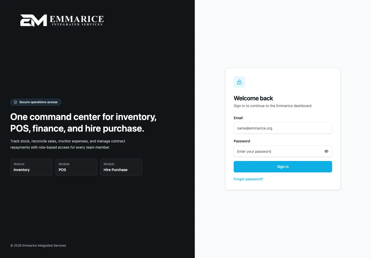 Emmarice Inventory & Hire Purchase: public project preview