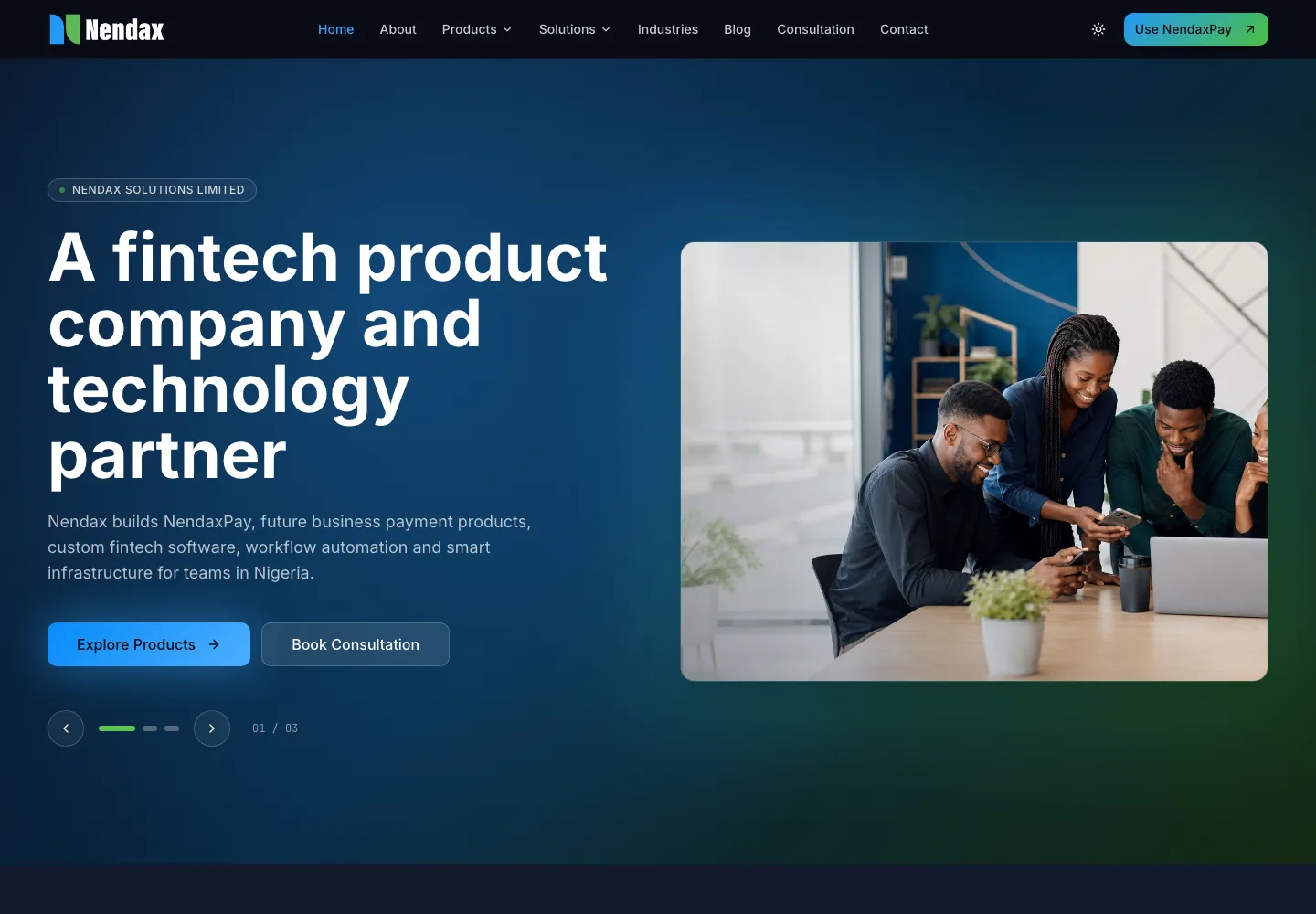 Nendax Corporate Website: public project preview